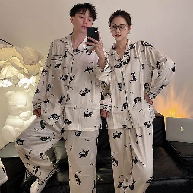 俏韵 休闲开衫提花家居服简约舒适睡衣套装 男女同款 图片色