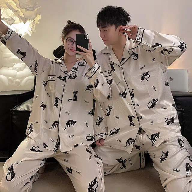 俏韵 休闲开衫提花家居服简约舒适睡衣套装 男女同款 图片色