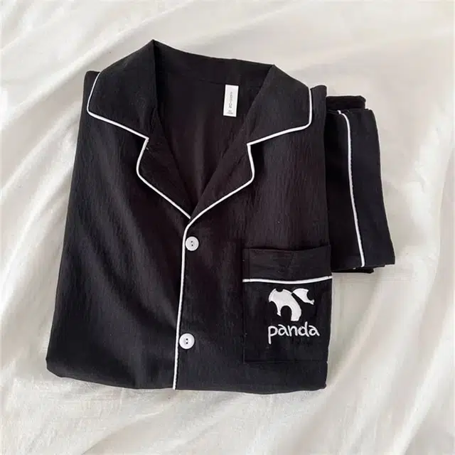 俏韵 熊猫卡通刺绣家居服睡衣套装 男女同款