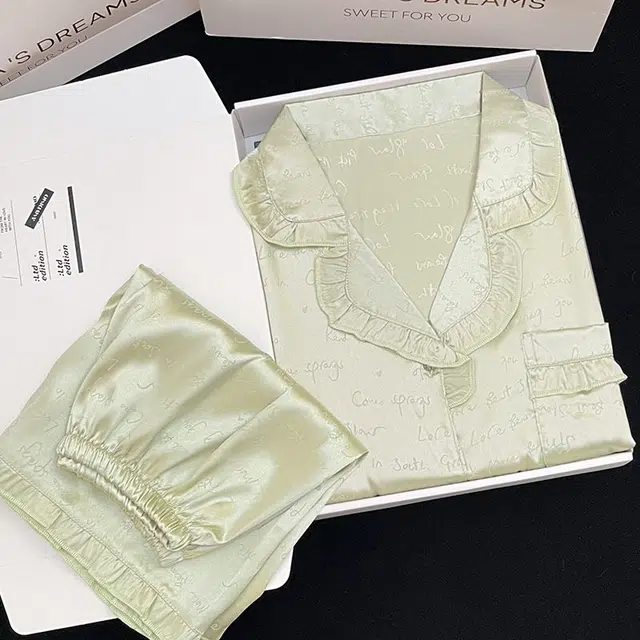 俏韵 翻领夏季冰丝甜美短袖短裤休闲宽松舒适薄款家居服可外穿睡衣套装 女款