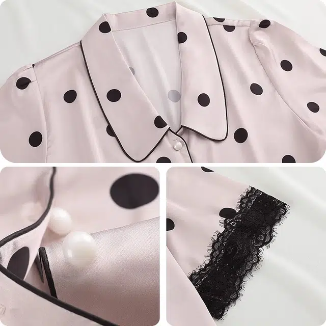 俏韵 翻领夏季款冰丝甜美舒适短袖短裤薄款家居服可外穿睡衣套装 女款