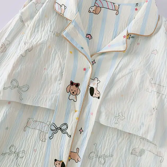 俏韵 翻领卡通春秋季云朵棉舒适长袖长裤甜美可爱薄款家居服可外穿睡衣套装 女款