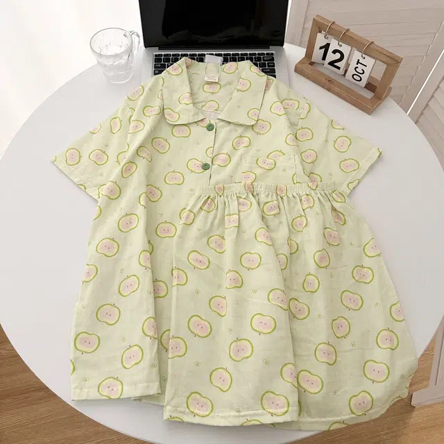 俏韵 翻领夏季款甜美可爱短袖短裤夏天休闲舒适薄款家居服可外穿睡衣套装 女款