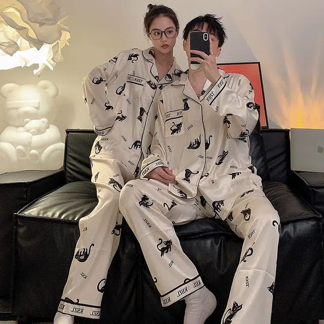 俏韵 休闲开衫提花家居服简约舒适睡衣套装 男女同款 图片色