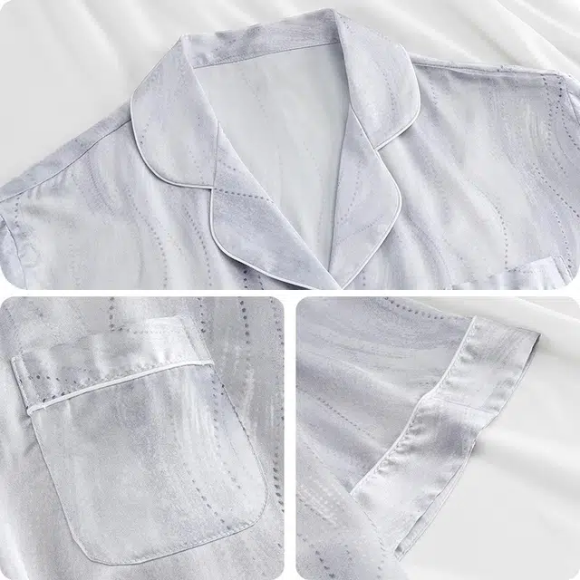 俏韵 翻领凉感薄款短袖带胸垫家居服可外穿睡衣套装 女款