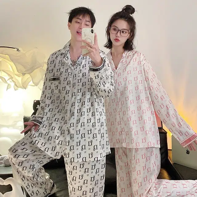 俏韵 长袖长裤舒适家居服可外穿睡衣套装 男女同款