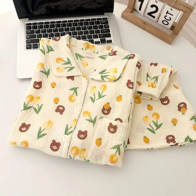 俏韵 翻领卡通小熊夏季甜美格子可爱短袖短裤夏天休闲舒适薄款家居服可外穿睡衣套装 女款