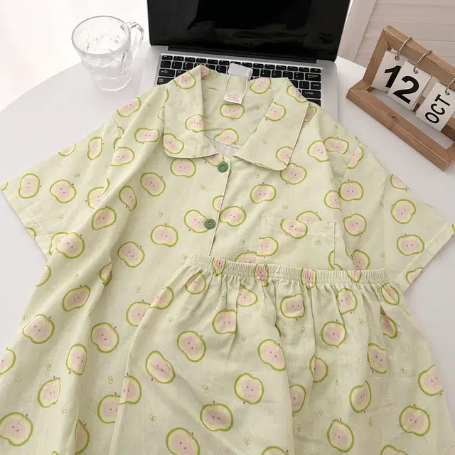 俏韵 翻领夏季款甜美可爱短袖短裤夏天休闲舒适薄款家居服可外穿睡衣套装 女款