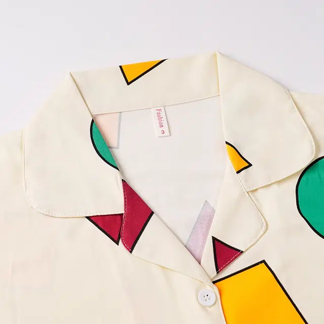 俏韵 舒适翻领休闲长袖长裤家居服可外穿睡衣套装 男女同款 图片色