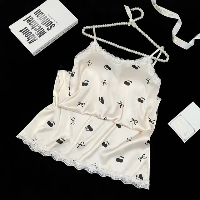 俏韵 圆领吊带夏季冰丝纯欲带胸垫甜美可爱薄款家居服可外穿睡裙 女款