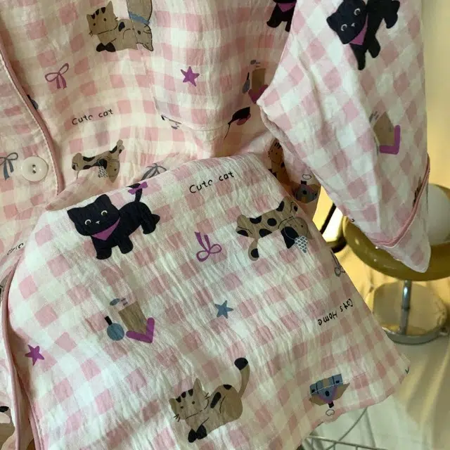 俏韵 翻领卡通动物云朵棉短袖甜美薄款家居服可外穿睡衣套装 女款