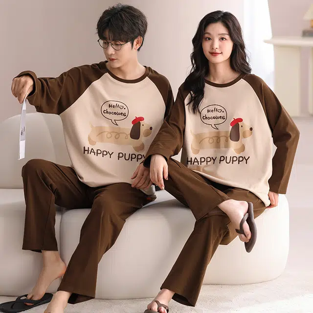 俏韵 卡通舒适时尚长袖长裤家居服可外穿睡衣套装 男女同款