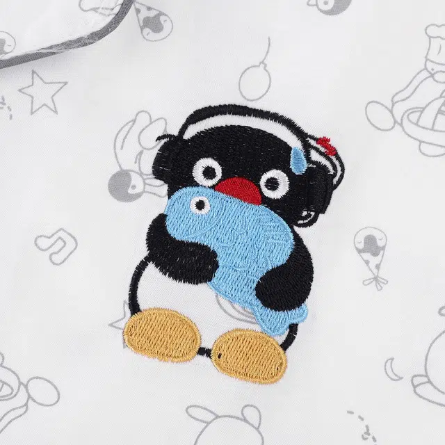 俏韵 翻领卡通企鹅短袖三分裤薄款可爱家居服可外穿夏季睡衣套装 女款