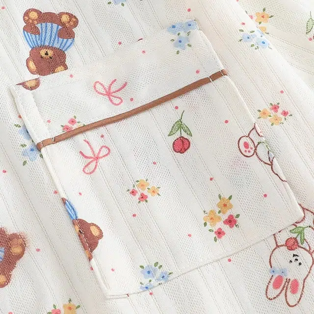 俏韵 翻领可爱小熊印花短袖卡通家居服可外穿睡衣套装 女款