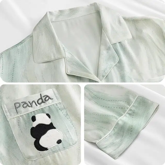 俏韵 翻领舒适短袖卡通家居服可外穿睡衣套装 男女同款