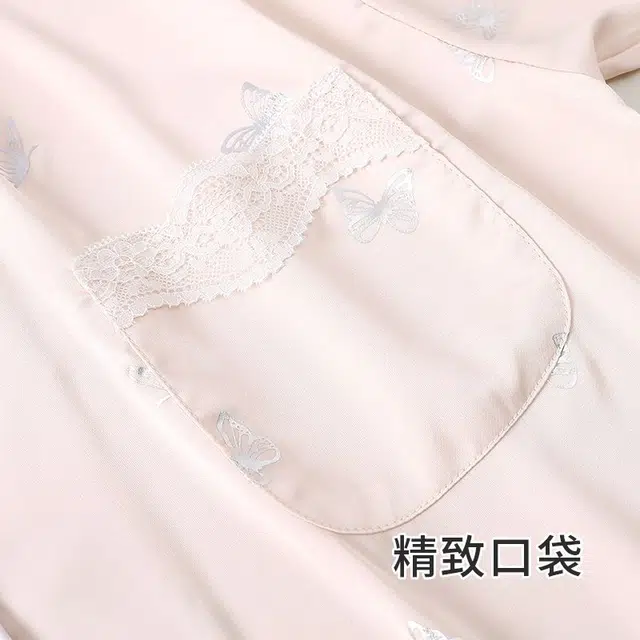 俏韵 翻领柔软蝴蝶可爱短袖三件套薄款家居服可外穿睡衣套装 女款