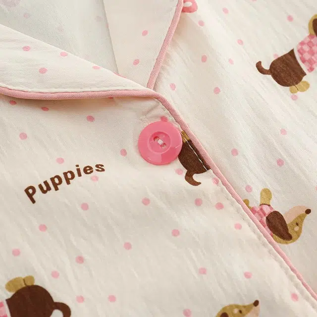 俏韵 卡通波点长袖长裤可爱翻领家居服睡衣套装 女款