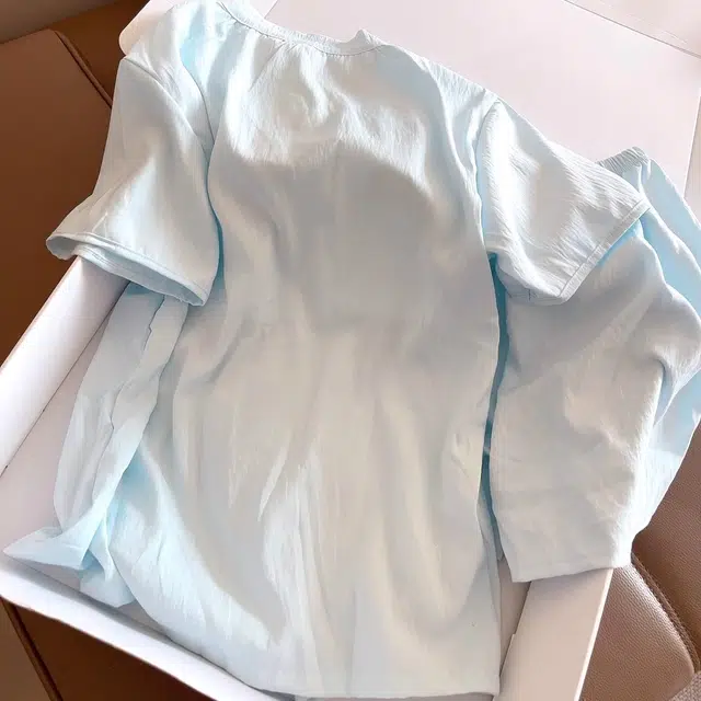 俏韵 圆领三件套清新蓝可爱小狗短袖家居服可外穿睡衣套装 女款