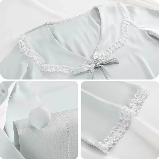 俏韵 翻领夏季冰丝短袖甜美舒适薄款家居服可外穿睡衣套装 女款