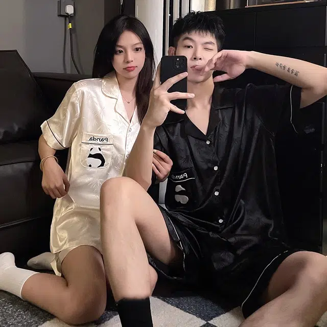 俏韵 高级感短袖休闲透气家居服外穿睡衣套装 男女同款