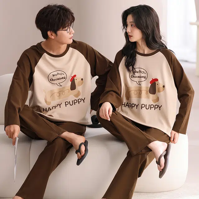 俏韵 卡通舒适时尚长袖长裤家居服可外穿睡衣套装 男女同款