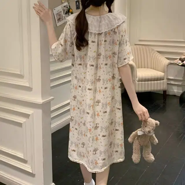 俏韵 圆领卡通风夏季云朵棉性感连衣裙家居服可外穿睡裙 女款