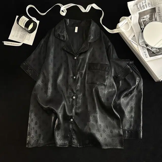 俏韵 翻领夏季冰丝甜美短袖短裤休闲风舒适薄款家居服可外穿睡衣套装 女款