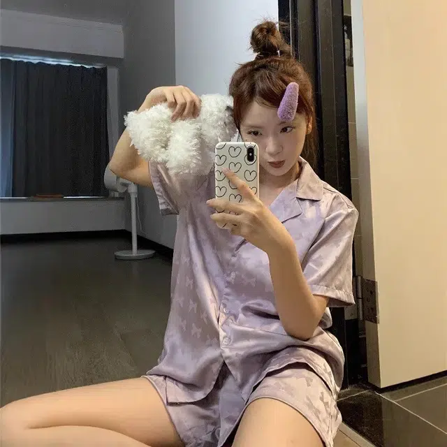 俏韵 高级感短袖翻领家居服三分裤睡衣套装 女款