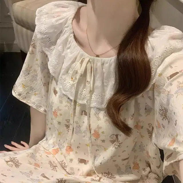 俏韵 圆领卡通风夏季云朵棉性感连衣裙家居服可外穿睡裙 女款