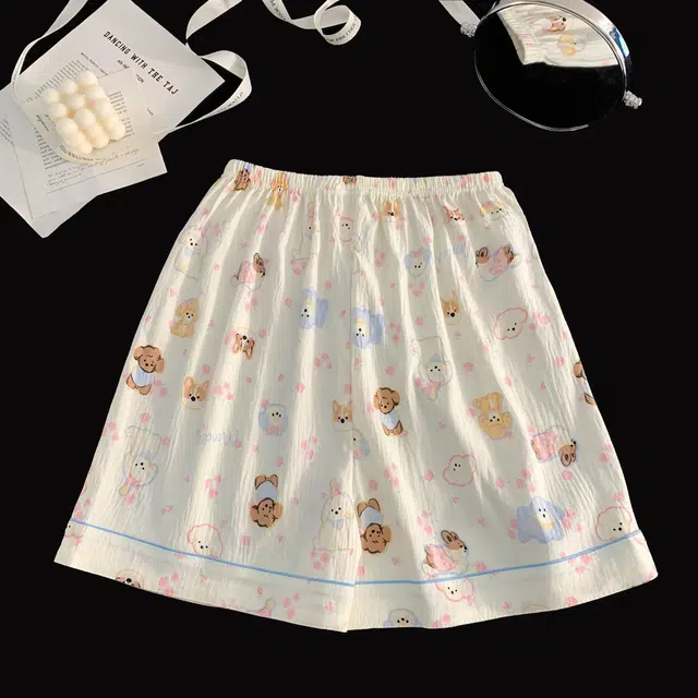 俏韵 翻领卡通夏季云朵棉短袖短裤甜美可爱舒适休闲薄款家居服可外穿睡衣套装 女款