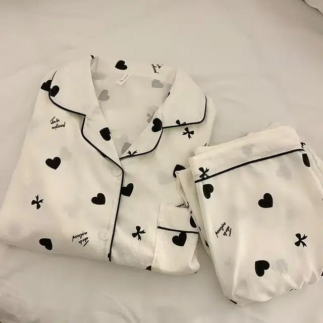 俏韵 翻领夏季云朵棉印花开衫短袖短裤甜美可爱家居服可外穿睡衣套装 女款