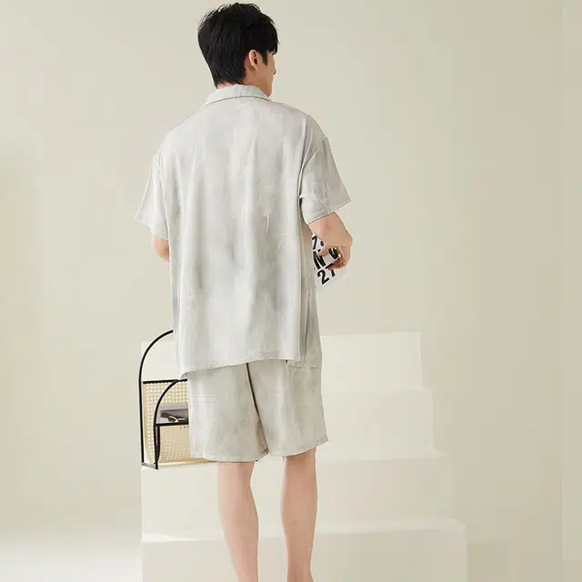 俏韵 小翻领高级感帅气时尚家居服可外穿睡衣套装 男款 灰色