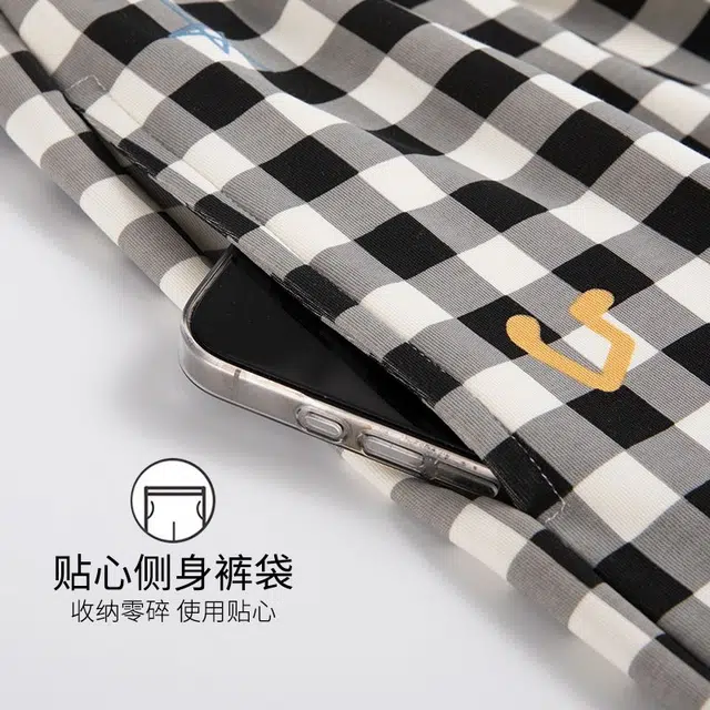 俏韵 圆领卡通夏季带胸垫可爱短袖三件套甜美薄款舒适家居服可外穿睡衣套装 女款