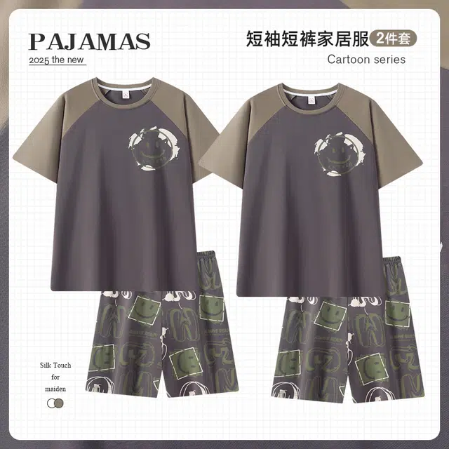 俏韵 卡通动漫短袖舒适休闲可外穿睡衣套装 男女同款