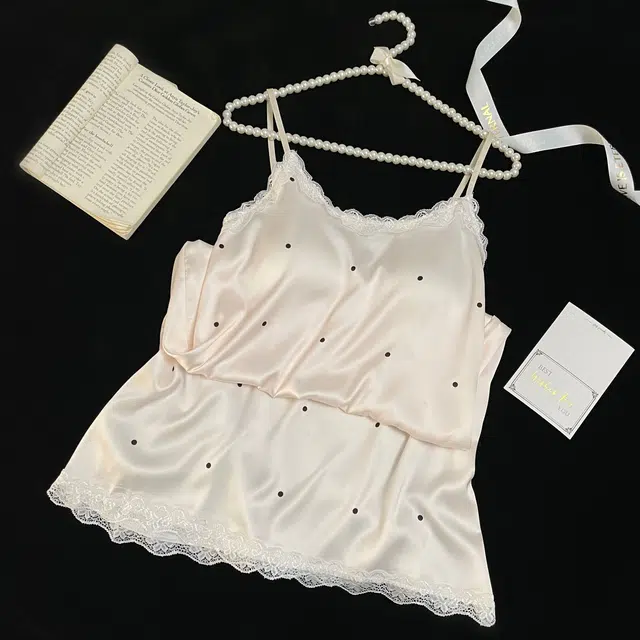 俏韵 圆领夏季吊带冰雪丝纯欲圆点带胸垫甜美可爱薄款家居服可外穿睡裙 女款