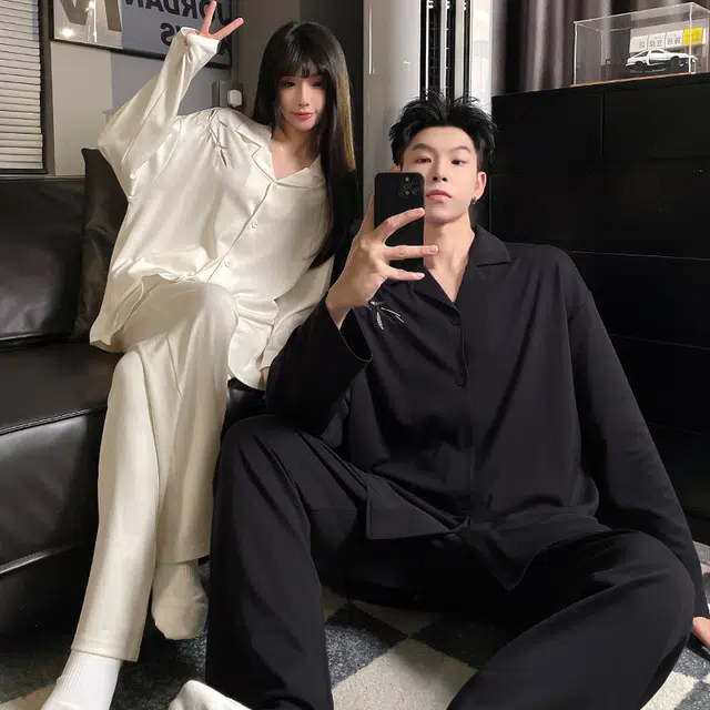 俏韵 高级感竹子长袖休闲长裤可外穿睡衣套装 男女同款