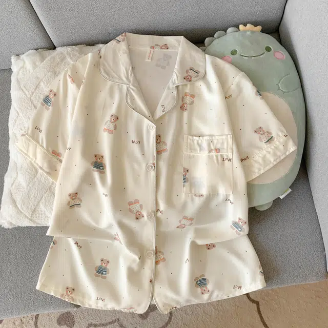 俏韵 翻领卡通夏季简约甜美可爱短袖短裤夏天舒适薄款家居服可外穿睡衣套装 女款