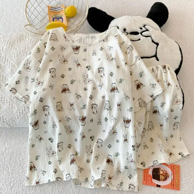 俏韵 圆领夏季云朵棉甜美可爱小狗短袖舒适薄款家居服可外穿睡衣套装 女款