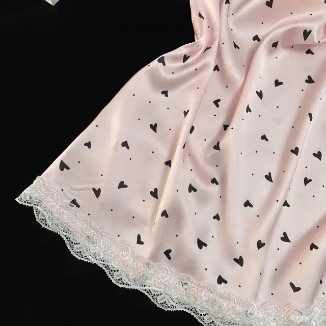 俏韵 圆领夏季吊带冰雪丝纯欲带胸垫甜美爱心可爱薄款家居服可外穿睡裙 女款