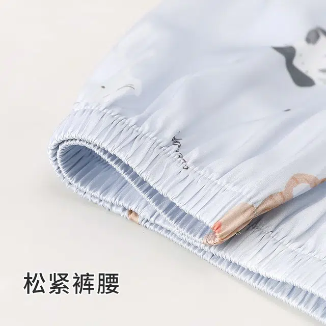 俏韵 翻领卡通猫咪长袖长裤休闲甜美可爱舒适薄款家居服可外穿春秋季睡衣套装 女款