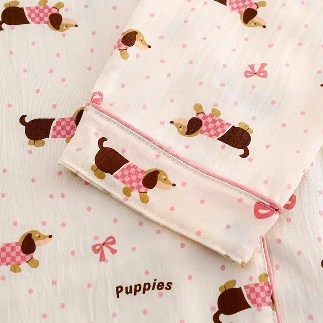 俏韵 卡通波点长袖长裤可爱翻领家居服睡衣套装 女款