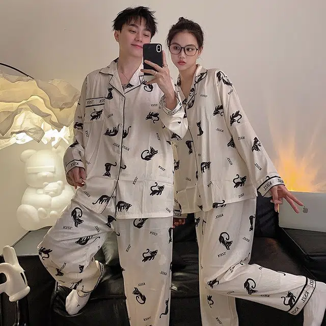 俏韵 休闲开衫提花家居服简约舒适睡衣套装 男女同款 图片色