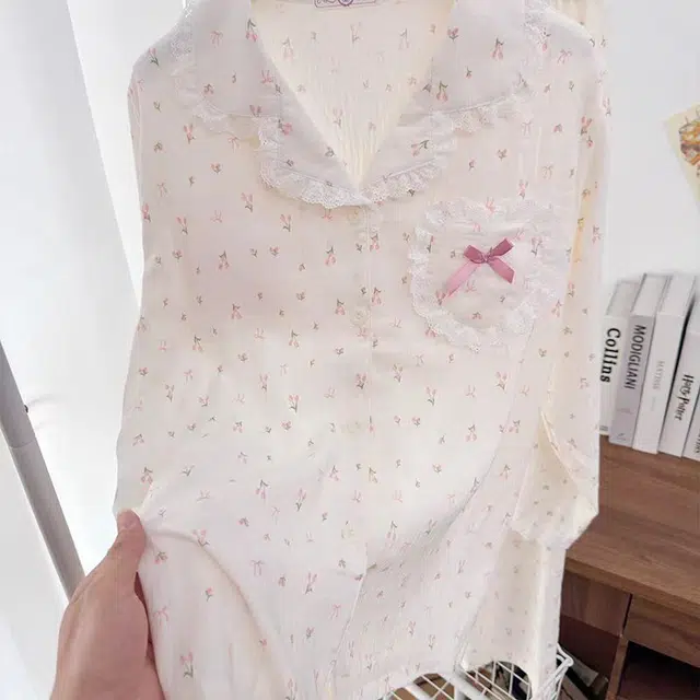 俏韵 翻领卡通春秋季云朵棉甜美风可爱长袖长裤开衫舒适薄款家居服可外穿睡衣套装 女款