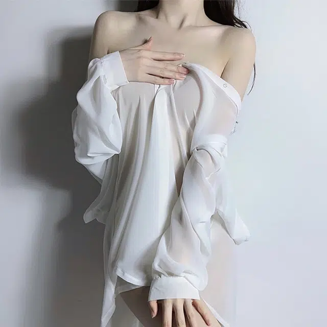 舒汐  情趣内衣收腰显瘦衬衫连衣裙女打底内搭包臀短裙子