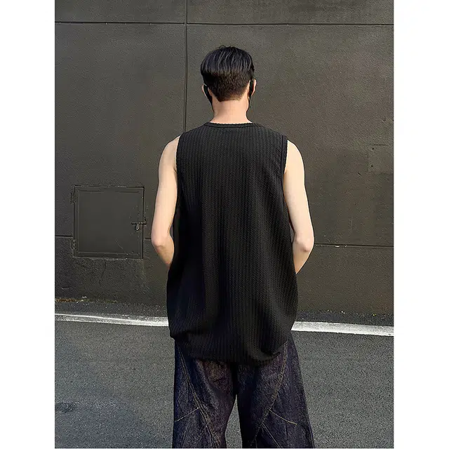 宾力克 美式复古百搭高级感短袖背心 男女同款