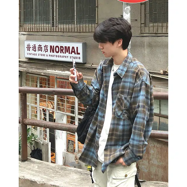 宾力克 日系港风高级简约百搭休闲长袖衬衫 男女同款
