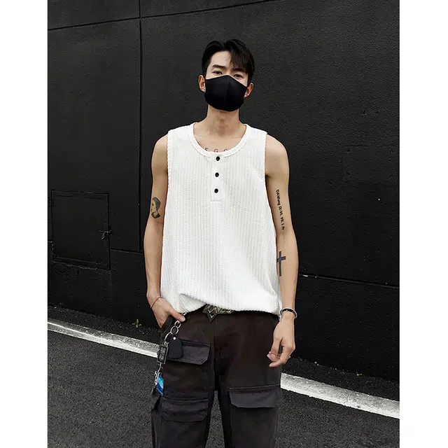 宾力克 美式复古百搭高级感短袖背心 男女同款