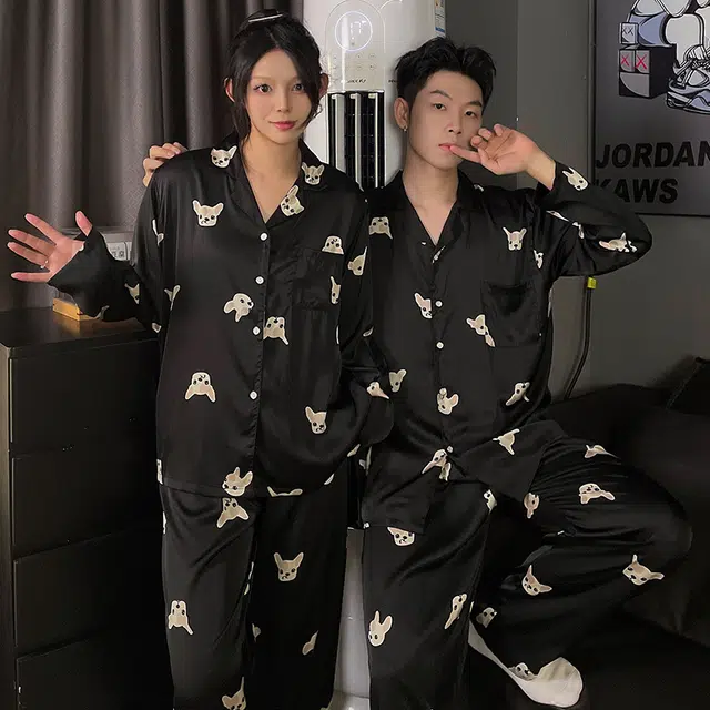 俏韵 休闲舒适长袖薄款可爱家居服睡衣套装 男女同款