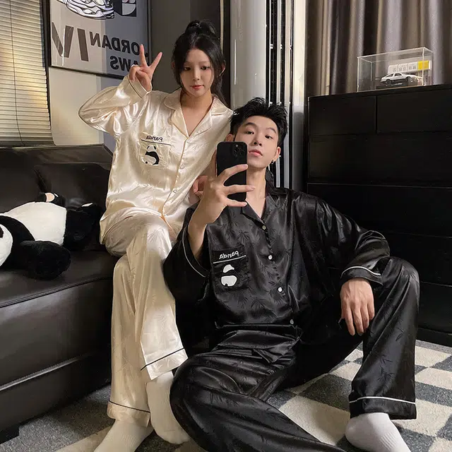 俏韵 休闲舒适时尚长袖长裤薄款可外穿家居服睡衣套装 男女同款