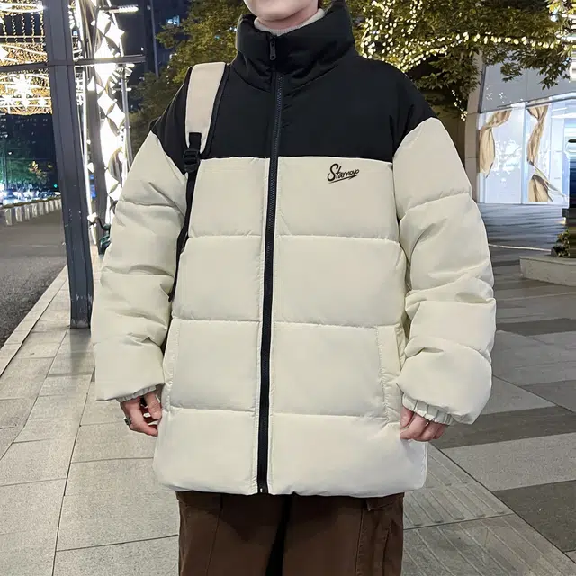 双星八特 美式高街潮流字母印花立体拼接色块休闲宽松时尚百搭舒适垂感无性别主义户外运动日常通勤长袖棉服 男女同款